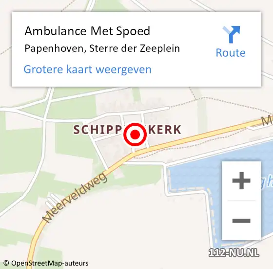 Locatie op kaart van de 112 melding: Ambulance Met Spoed Naar Papenhoven, Sterre der Zeeplein op 13 september 2014 20:46