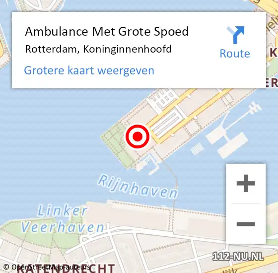 Locatie op kaart van de 112 melding: Ambulance Met Grote Spoed Naar Rotterdam, Koninginnenhoofd op 3 november 2023 09:54