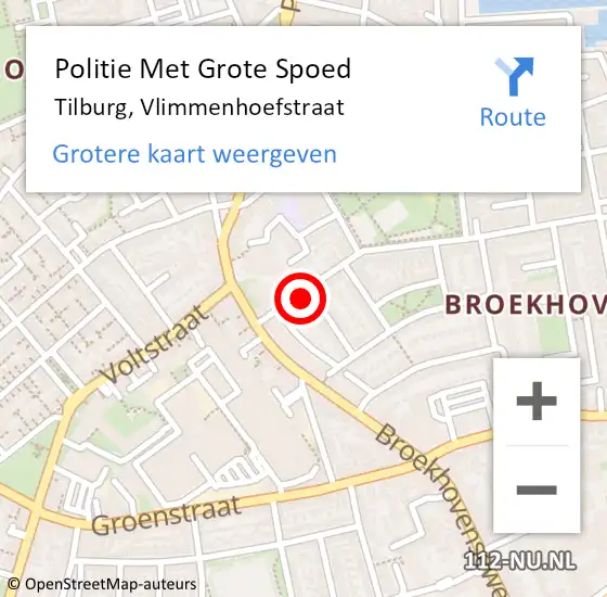 Locatie op kaart van de 112 melding: Politie Met Grote Spoed Naar Tilburg, Vlimmenhoefstraat op 3 november 2023 09:59