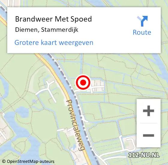 Locatie op kaart van de 112 melding: Brandweer Met Spoed Naar Diemen, Stammerdijk op 3 november 2023 09:59