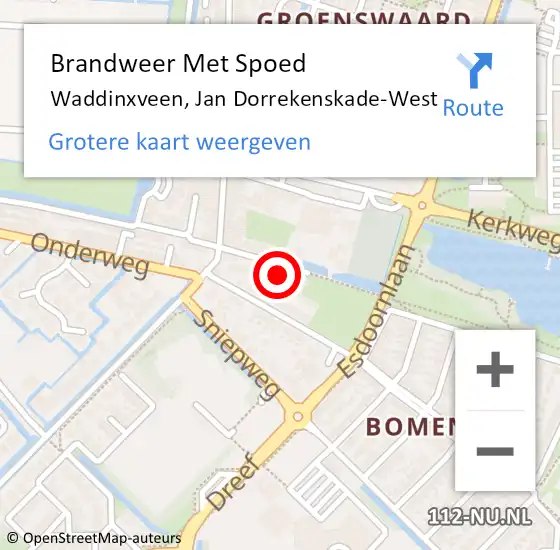 Locatie op kaart van de 112 melding: Brandweer Met Spoed Naar Waddinxveen, Jan Dorrekenskade-West op 3 november 2023 10:24