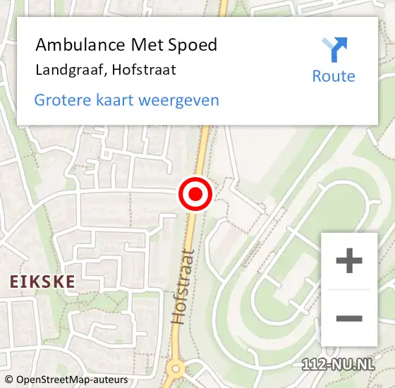 Locatie op kaart van de 112 melding: Ambulance Met Spoed Naar Landgraaf, Hofstraat op 13 september 2014 20:52