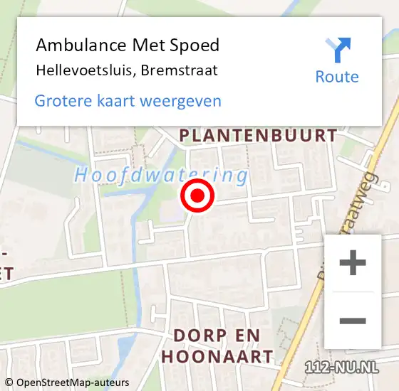 Locatie op kaart van de 112 melding: Ambulance Met Spoed Naar Hellevoetsluis, Bremstraat op 3 november 2023 10:42