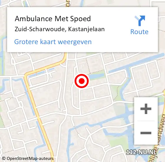 Locatie op kaart van de 112 melding: Ambulance Met Spoed Naar Zuid-Scharwoude, Kastanjelaan op 3 november 2023 11:02