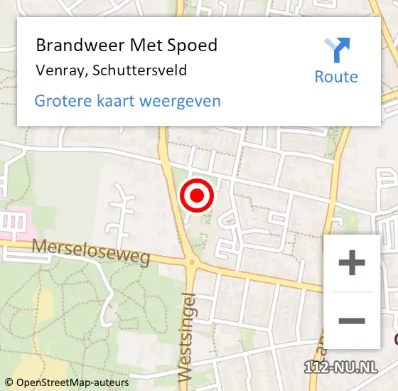 Locatie op kaart van de 112 melding: Brandweer Met Spoed Naar Venray, Schuttersveld op 3 november 2023 11:08