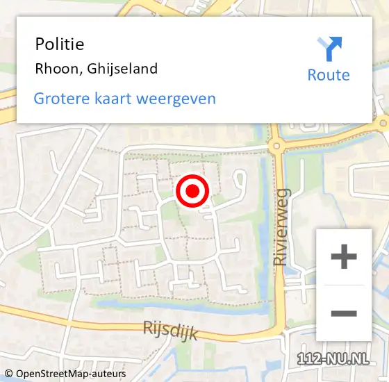 Locatie op kaart van de 112 melding: Politie Rhoon, Ghijseland op 3 november 2023 11:20