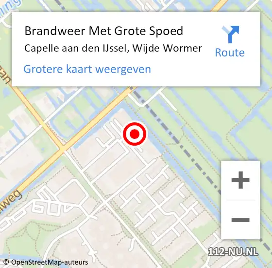 Locatie op kaart van de 112 melding: Brandweer Met Grote Spoed Naar Capelle aan den IJssel, Wijde Wormer op 3 november 2023 11:21