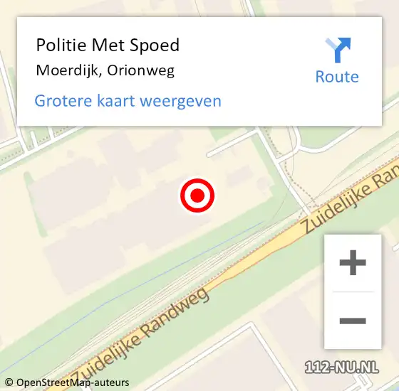 Locatie op kaart van de 112 melding: Politie Met Spoed Naar Moerdijk, Orionweg op 3 november 2023 11:38