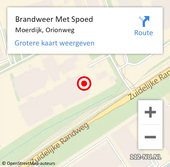 Locatie op kaart van de 112 melding: Brandweer Met Spoed Naar Moerdijk, Orionweg op 3 november 2023 11:40