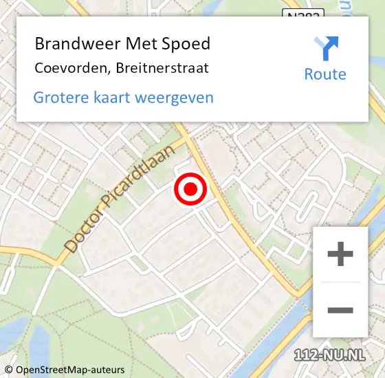 Locatie op kaart van de 112 melding: Brandweer Met Spoed Naar Coevorden, Breitnerstraat op 3 november 2023 11:45