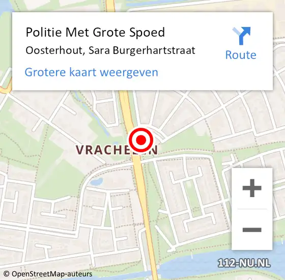 Locatie op kaart van de 112 melding: Politie Met Grote Spoed Naar Oosterhout, Sara Burgerhartstraat op 3 november 2023 11:51