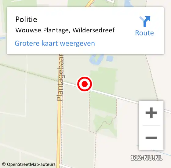 Locatie op kaart van de 112 melding: Politie Wouwse Plantage, Wildersedreef op 3 november 2023 11:52