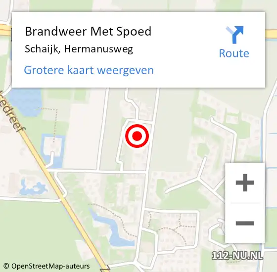 Locatie op kaart van de 112 melding: Brandweer Met Spoed Naar Schaijk, Hermanusweg op 3 november 2023 11:52