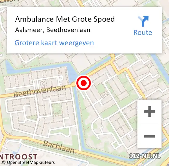 Locatie op kaart van de 112 melding: Ambulance Met Grote Spoed Naar Aalsmeer, Beethovenlaan op 3 november 2023 11:56