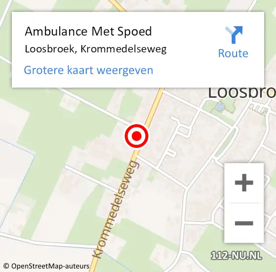 Locatie op kaart van de 112 melding: Ambulance Met Spoed Naar Loosbroek, Krommedelseweg op 13 september 2014 21:07