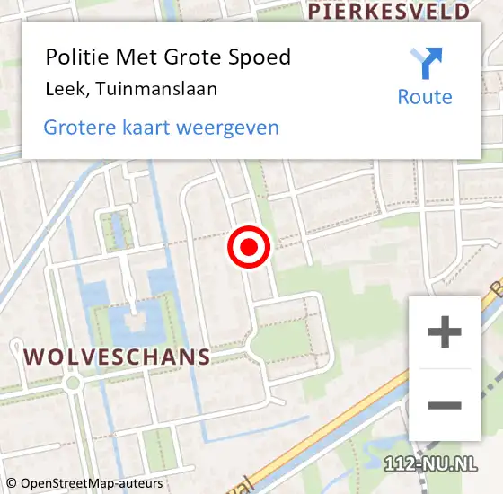 Locatie op kaart van de 112 melding: Politie Met Grote Spoed Naar Leek, Tuinmanslaan op 3 november 2023 12:07