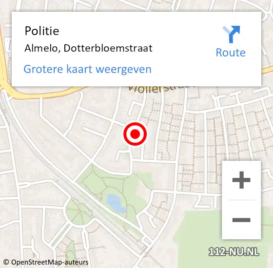 Locatie op kaart van de 112 melding: Politie Almelo, Dotterbloemstraat op 3 november 2023 12:14