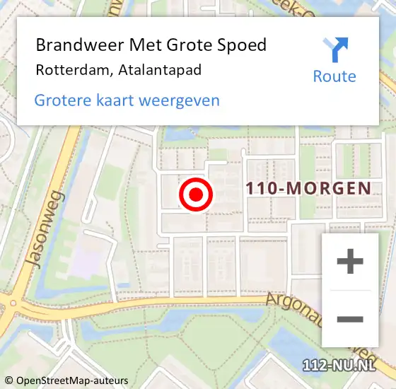 Locatie op kaart van de 112 melding: Brandweer Met Grote Spoed Naar Rotterdam, Atalantapad op 3 november 2023 12:27