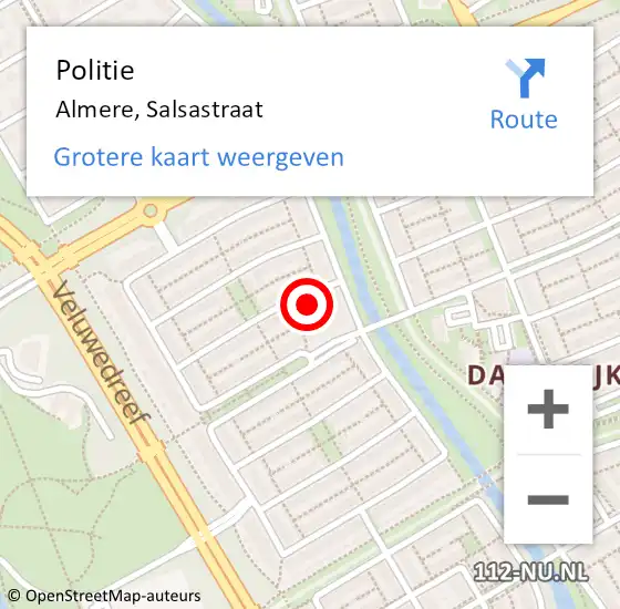 Locatie op kaart van de 112 melding: Politie Almere, Salsastraat op 3 november 2023 12:49