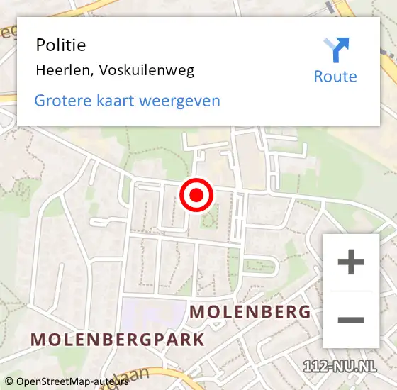 Locatie op kaart van de 112 melding: Politie Heerlen, Voskuilenweg op 3 november 2023 13:03