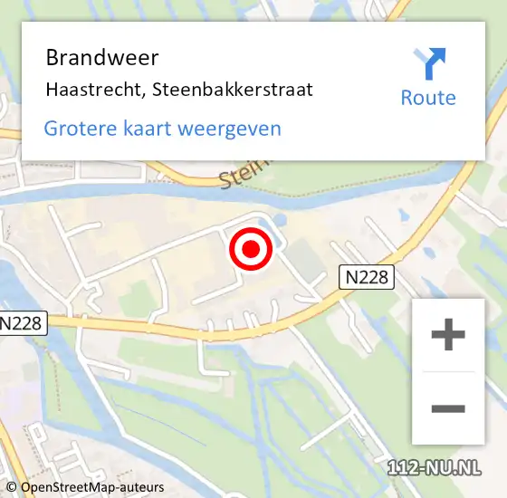 Locatie op kaart van de 112 melding: Brandweer Haastrecht, Steenbakkerstraat op 3 november 2023 13:10