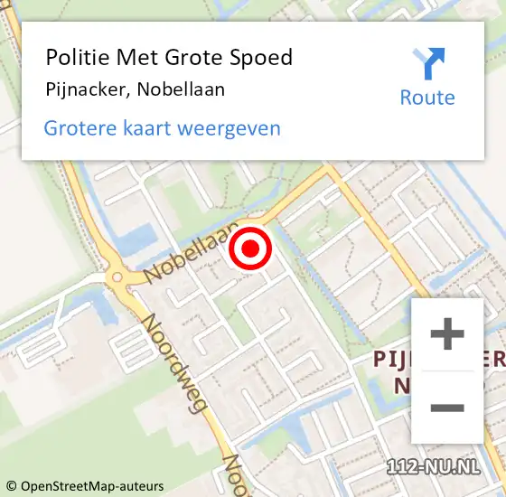 Locatie op kaart van de 112 melding: Politie Met Grote Spoed Naar Pijnacker, Nobellaan op 3 november 2023 13:36