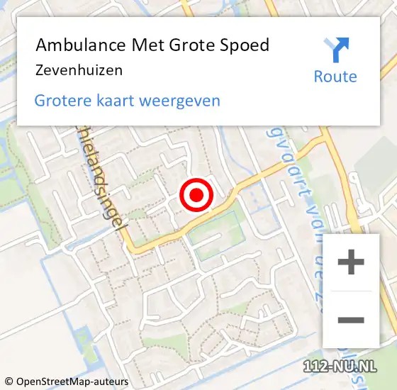 Locatie op kaart van de 112 melding: Ambulance Met Grote Spoed Naar Zevenhuizen op 3 november 2023 13:38