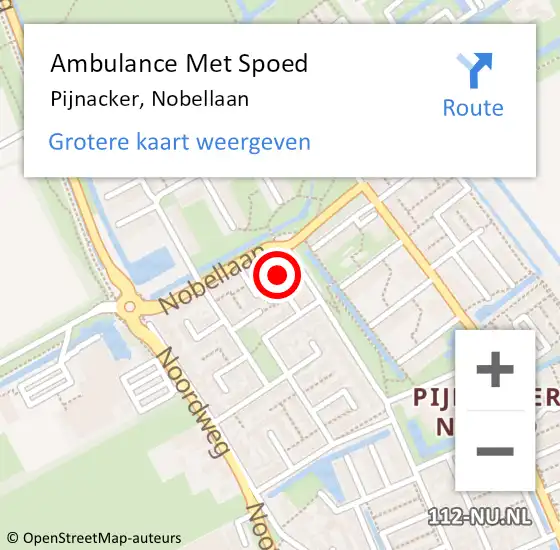 Locatie op kaart van de 112 melding: Ambulance Met Spoed Naar Pijnacker, Nobellaan op 3 november 2023 13:41