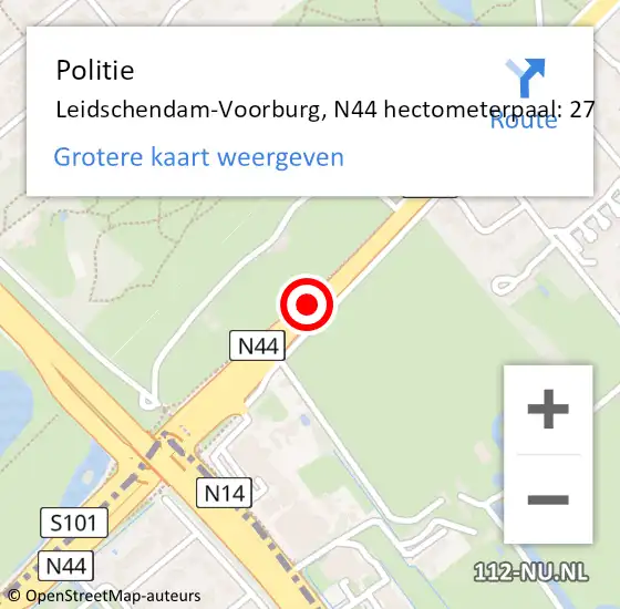 Locatie op kaart van de 112 melding: Politie Leidschendam-Voorburg, N44 hectometerpaal: 27 op 3 november 2023 13:43