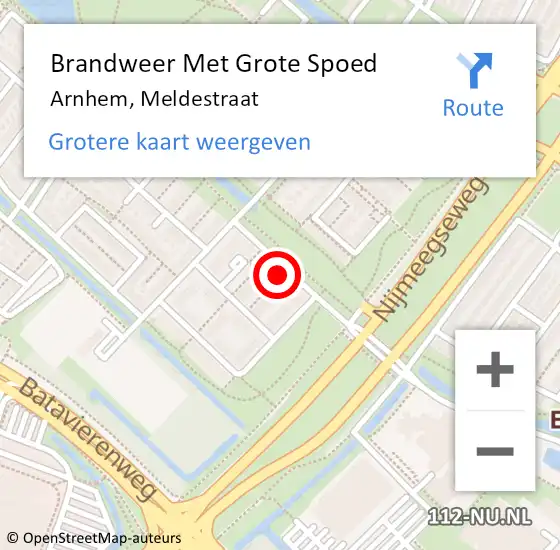 Locatie op kaart van de 112 melding: Brandweer Met Grote Spoed Naar Arnhem, Meldestraat op 3 november 2023 13:48