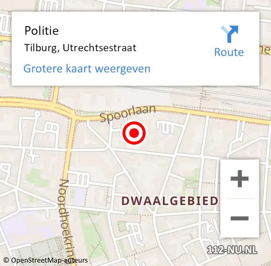 Locatie op kaart van de 112 melding: Politie Tilburg, Utrechtsestraat op 3 november 2023 14:15