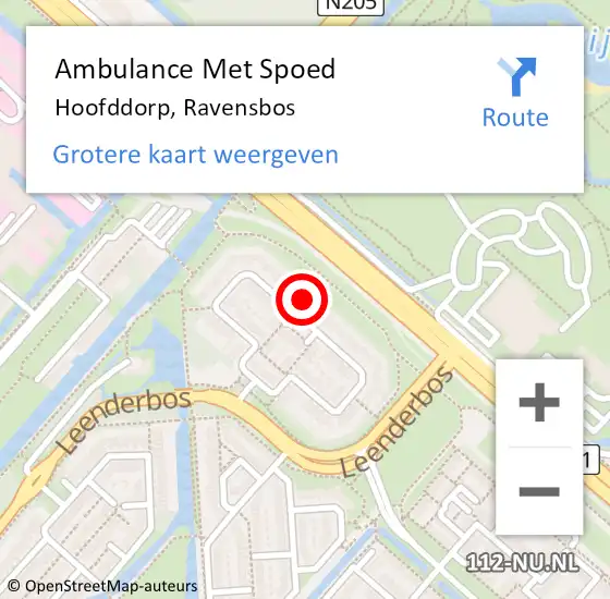 Locatie op kaart van de 112 melding: Ambulance Met Spoed Naar Hoofddorp, Ravensbos op 3 november 2023 14:21