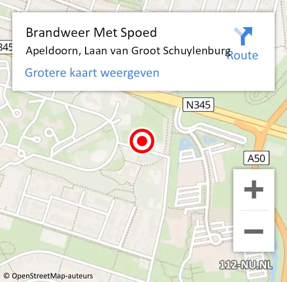 Locatie op kaart van de 112 melding: Brandweer Met Spoed Naar Apeldoorn, Laan van Groot Schuylenburg op 3 november 2023 14:21