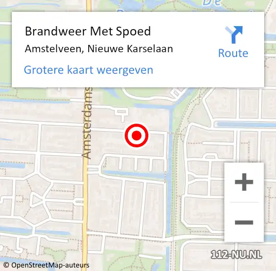 Locatie op kaart van de 112 melding: Brandweer Met Spoed Naar Amstelveen, Nieuwe Karselaan op 3 november 2023 15:07