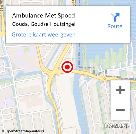 Locatie op kaart van de 112 melding: Ambulance Met Spoed Naar Gouda, Goudse Houtsingel op 3 november 2023 15:15