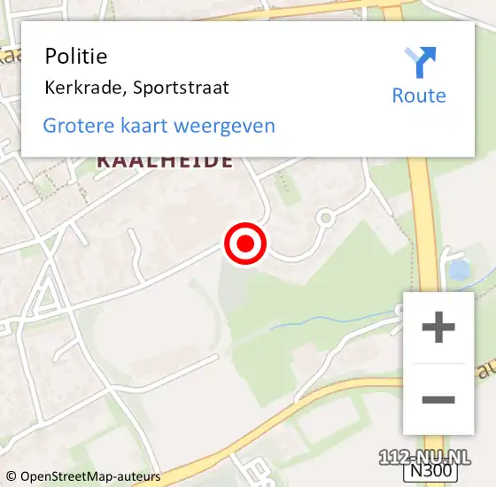 Locatie op kaart van de 112 melding: Politie Kerkrade, Sportstraat op 3 november 2023 15:26