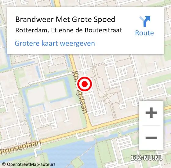 Locatie op kaart van de 112 melding: Brandweer Met Grote Spoed Naar Rotterdam, Etienne de Bouterstraat op 3 november 2023 15:39