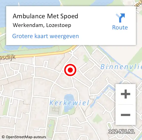 Locatie op kaart van de 112 melding: Ambulance Met Spoed Naar Werkendam, Lozestoep op 3 november 2023 15:42