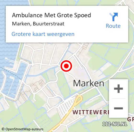 Locatie op kaart van de 112 melding: Ambulance Met Grote Spoed Naar Marken, Buurterstraat op 3 november 2023 15:45