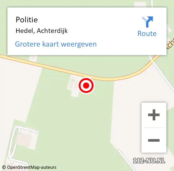 Locatie op kaart van de 112 melding: Politie Hedel, Achterdijk op 3 november 2023 16:01