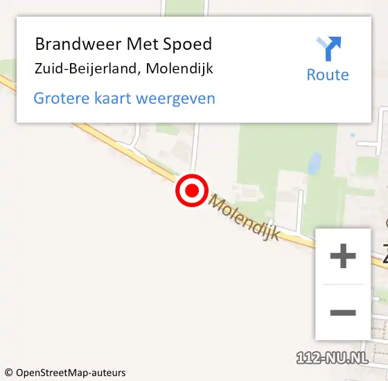 Locatie op kaart van de 112 melding: Brandweer Met Spoed Naar Zuid-Beijerland, Molendijk op 3 november 2023 16:02