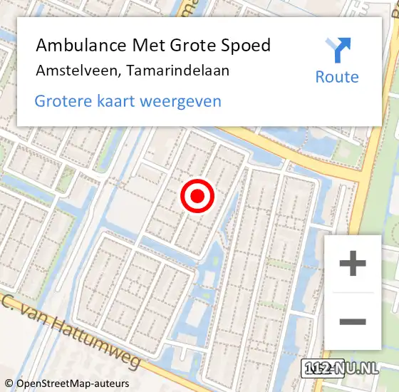 Locatie op kaart van de 112 melding: Ambulance Met Grote Spoed Naar Amstelveen, Tamarindelaan op 3 november 2023 16:04