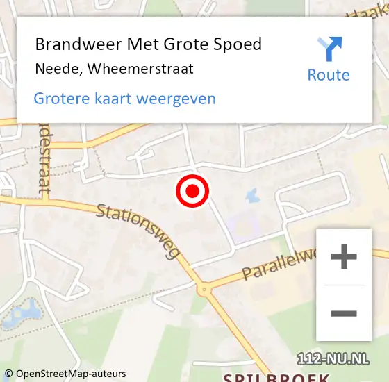 Locatie op kaart van de 112 melding: Brandweer Met Grote Spoed Naar Neede, Wheemerstraat op 3 november 2023 16:40