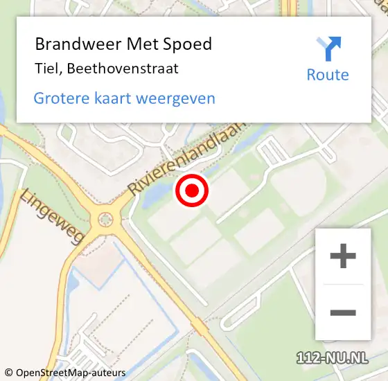 Locatie op kaart van de 112 melding: Brandweer Met Spoed Naar Tiel, Beethovenstraat op 3 november 2023 16:53