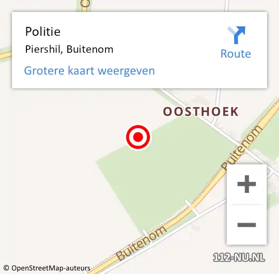 Locatie op kaart van de 112 melding: Politie Piershil, Buitenom op 3 november 2023 17:29