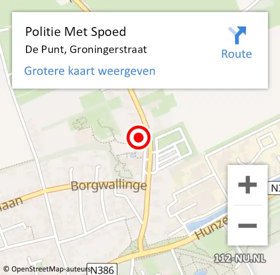 Locatie op kaart van de 112 melding: Politie Met Spoed Naar De Punt, Groningerstraat op 3 november 2023 17:54