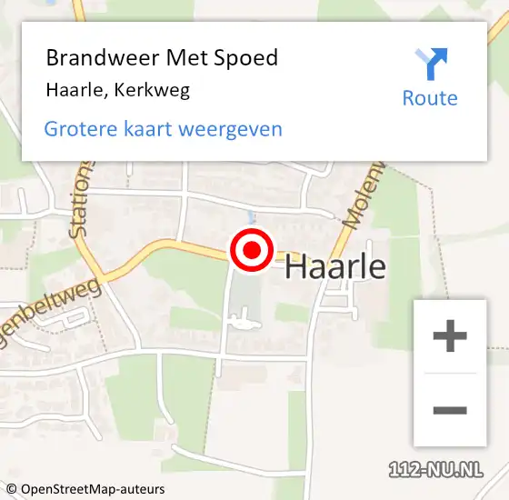 Locatie op kaart van de 112 melding: Brandweer Met Spoed Naar Haarle, Kerkweg op 3 november 2023 18:20