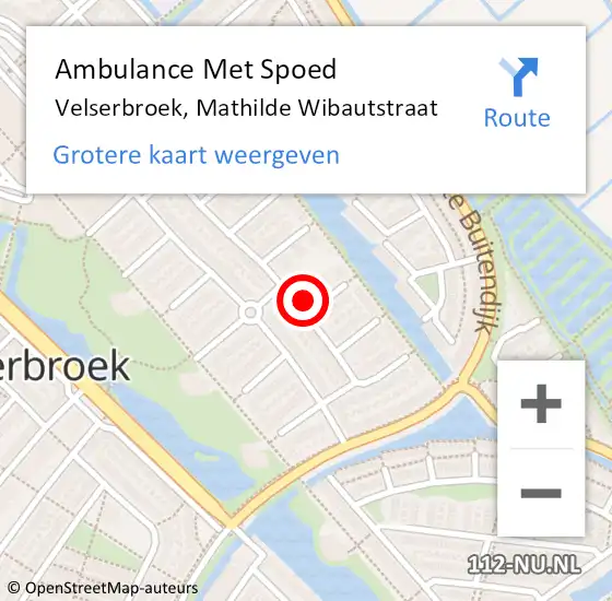 Locatie op kaart van de 112 melding: Ambulance Met Spoed Naar Velserbroek, Mathilde Wibautstraat op 3 november 2023 18:22