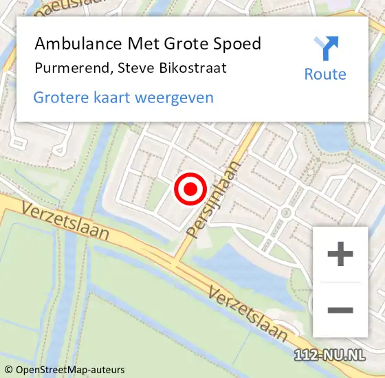 Locatie op kaart van de 112 melding: Ambulance Met Grote Spoed Naar Purmerend, Steve Bikostraat op 3 november 2023 18:23