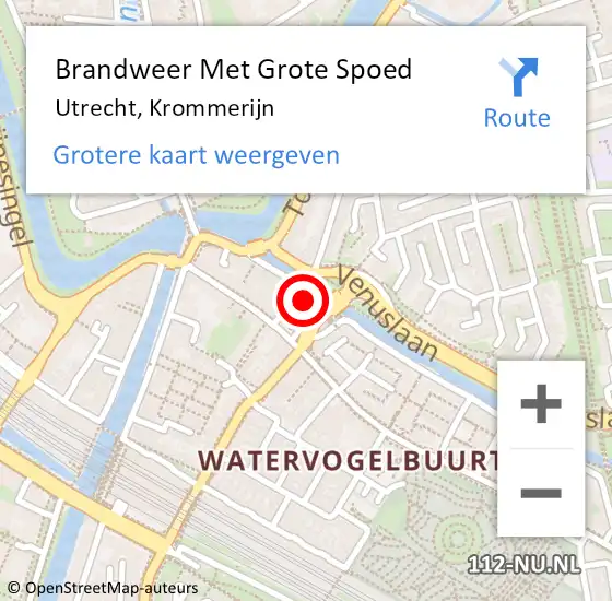 Locatie op kaart van de 112 melding: Brandweer Met Grote Spoed Naar Utrecht, Krommerijn op 3 november 2023 18:29